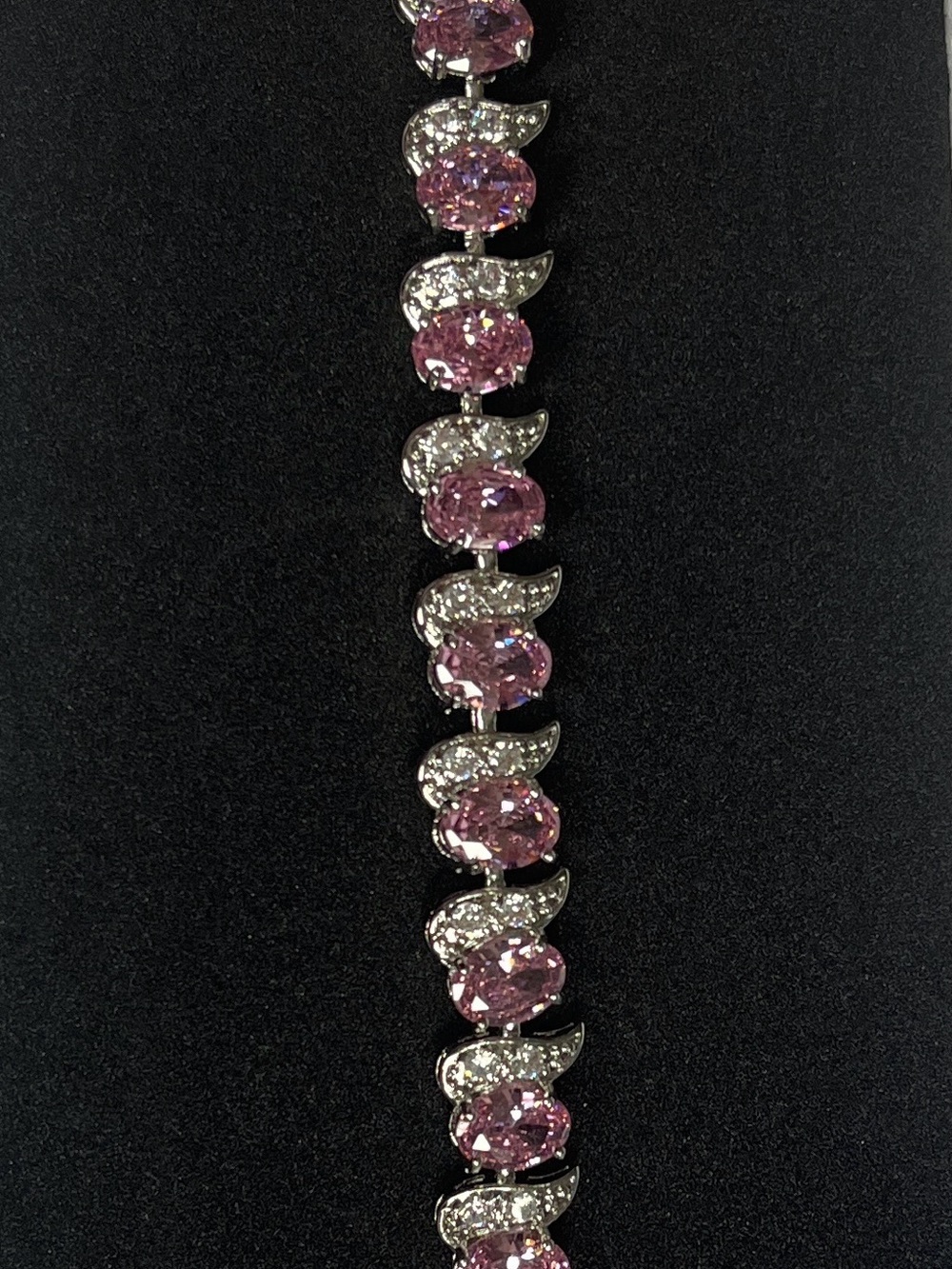 Pink Crystal Tennis Bracelet - Elegant Women's Jewelry